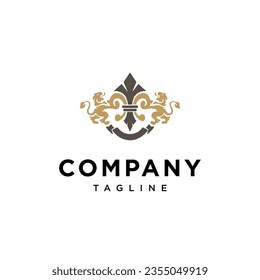 Lion Fleur de lis logo icon vector template.eps