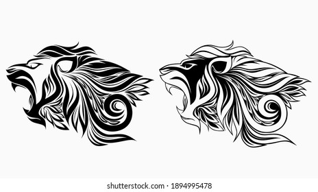 lion in floral ornament. vector illustration