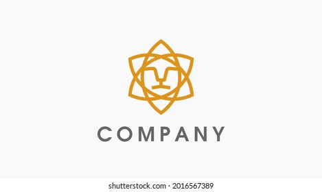 Lion Flower Logo Design Template. Vector Illustration. Modern simple wild flower logo design vector.