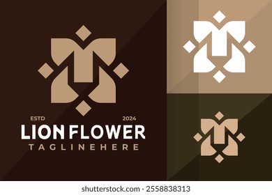 Lion Flower Logo Icon Vector Design Illustration