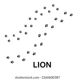 lion foot print, animal paw print illustration on white background 