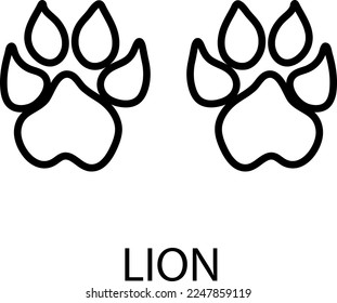 Lion Foot Print Illustration on white background 