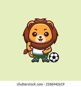 Lion Football Cute Creative Kawaii Cartoon Mascot Logo