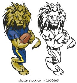 Lion Football Mascot. Great for t-shirt designs, school mascot logo and any other design work. Ready for vinyl cutting.