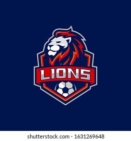 Lion Football Team Logo Stock Vector