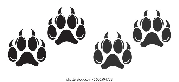 lion footprint clip art black silhouette design vector art illustration