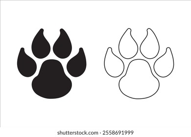 Lion footprints, footprints icon in different styles, cute animal path