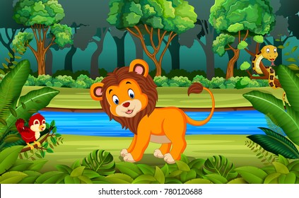 Lion in the forest