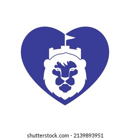 Lion fort vector logo design template. King castle logo concept.	
