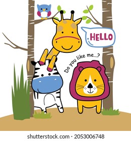 lion and friends in the jungle funny animal cartoon