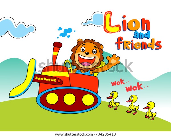 lion and\
friends - vector illustration for\
children.