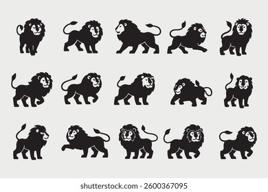 Lion full body set poses vector