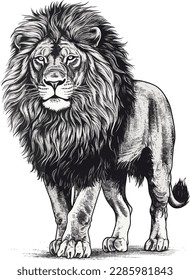 Lion Full body Vector art black style