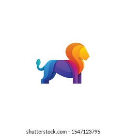 Lion Full Color Design concept Illustration Vector Template. Suitable for Creative Industry, Multimedia, entertainment, Educations, Shop, and any related business