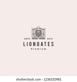 lion gate liongates logo vector hipster retro vintage label illustration