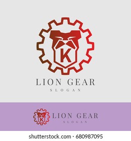 lion gear initial Letter K Logo design