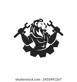 Lion Gear template Isolated. Brand Identity. Icon Abstract Vector graphic
