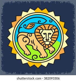 Lion geometric composition on a dark background