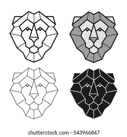 Lion geometric head vector set