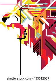 Lion in geometric line
