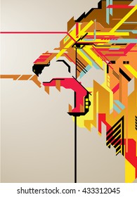 Lion in geometric line