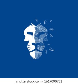 lion geometric logo design vector