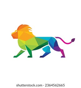 Lion geometric logo, polygonal logo