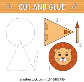  A lion of geometric shapes. Cut and glue. Children's game. Constructor, application.  Vector illustration