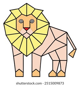 Lion in geometric shapes on white   