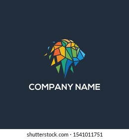 Lion geometric vector logo design template