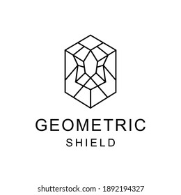 Lion Geometric vector logo in line style