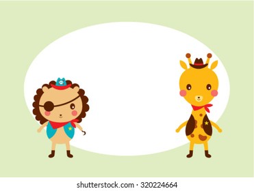 lion and giraffe friend tag vector