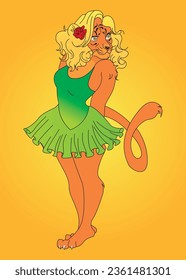 Fondo del vector de danza de la chica leona