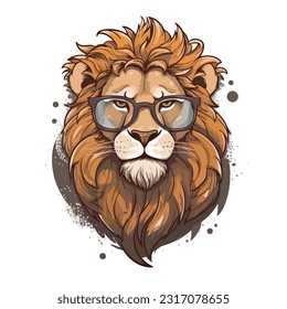 Lion in glasses, vector illustration 