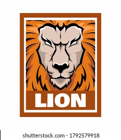 lion gold face design frame illustration isolated