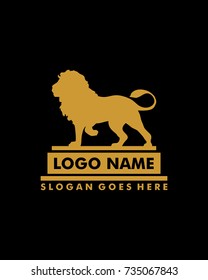 Lion gold logo template vector