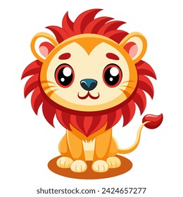 Un león con una melena preciosa. Ilustración de vector