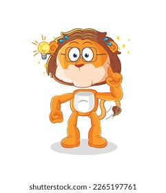 the lion got an idea cartoon. mascot vector