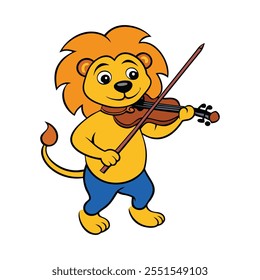 A lion gracefully plays a violin, its majestic mane flowing as it draws the bow across the strings, creating a stunning and harmonious blend of nature and music.