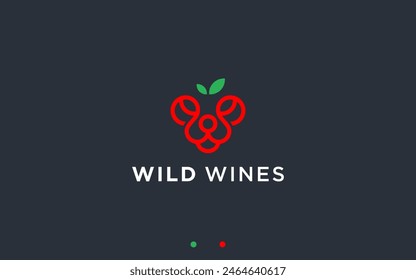 lion with grapes logo design vector silhouette illustration