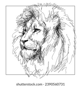 lion. Graphic portrait of a lion in sketch style.	Digital vector graphics.