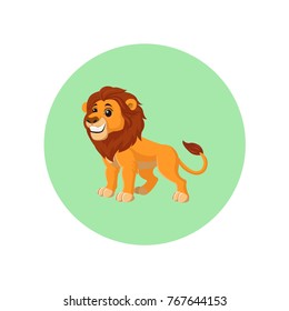 Lion, green background icon vector illustration.