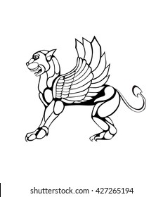 Lion griffin silhouette