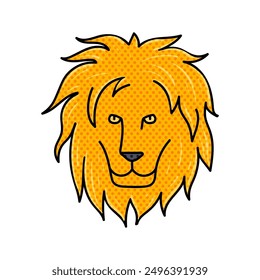 lion halftone hand drawn color vector illustration