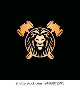 Lion Hammer Auction Luxury Modern Geometric Business Creative Design Template Logo