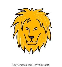 lion hand drawn color vector illustration