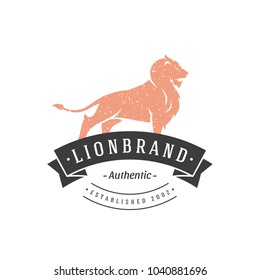 Lion hand drawn logo isolated on white background vector illustration for labels, badges, t-shirt and other design.