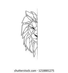 Lion , hand drawn minimalist style vector illustration