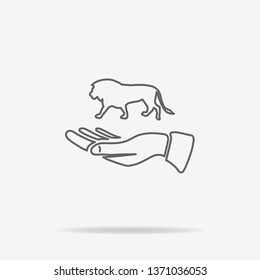 Lion and hand icon. Vector concept illustration for design.