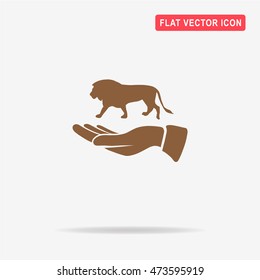 Lion and hand icon. Vector concept illustration for design.